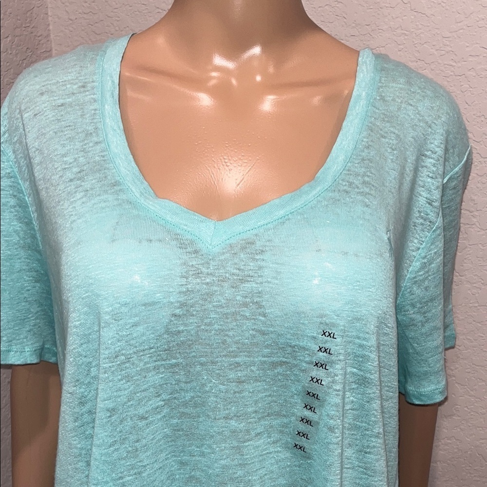 NWT Polo Ralph Lauren light Teal blue V-Neck Women's Top - Picture 2 of 4